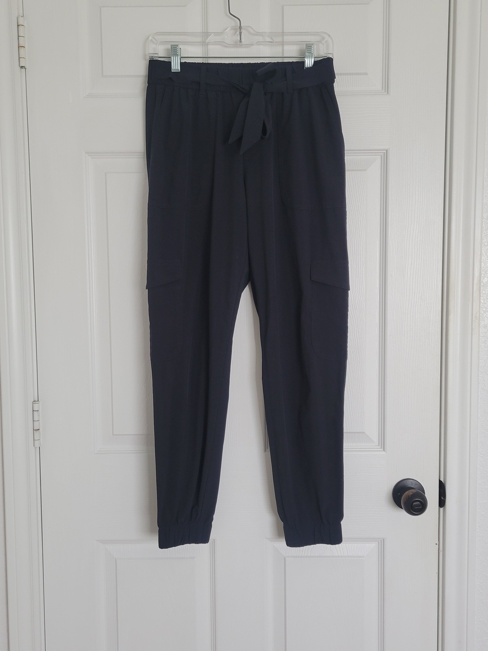 Banana Republic Black Cargo Joggers With Tie Belt